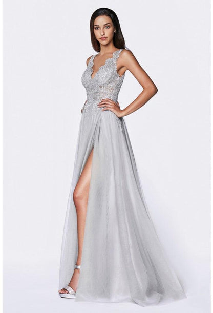 Long Dress Sleeveless A-Line Tulle Prom Gown - The Dress Outlet Cinderella Divine