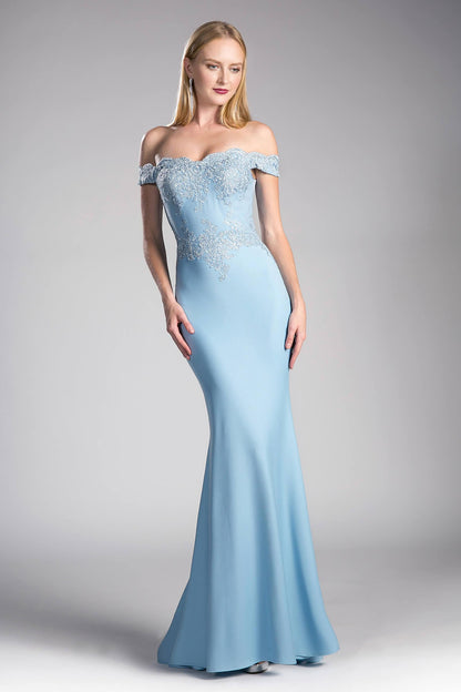 Long Off Shoulder Formal Prom Dress Gown - The Dress Outlet Cinderella Divine