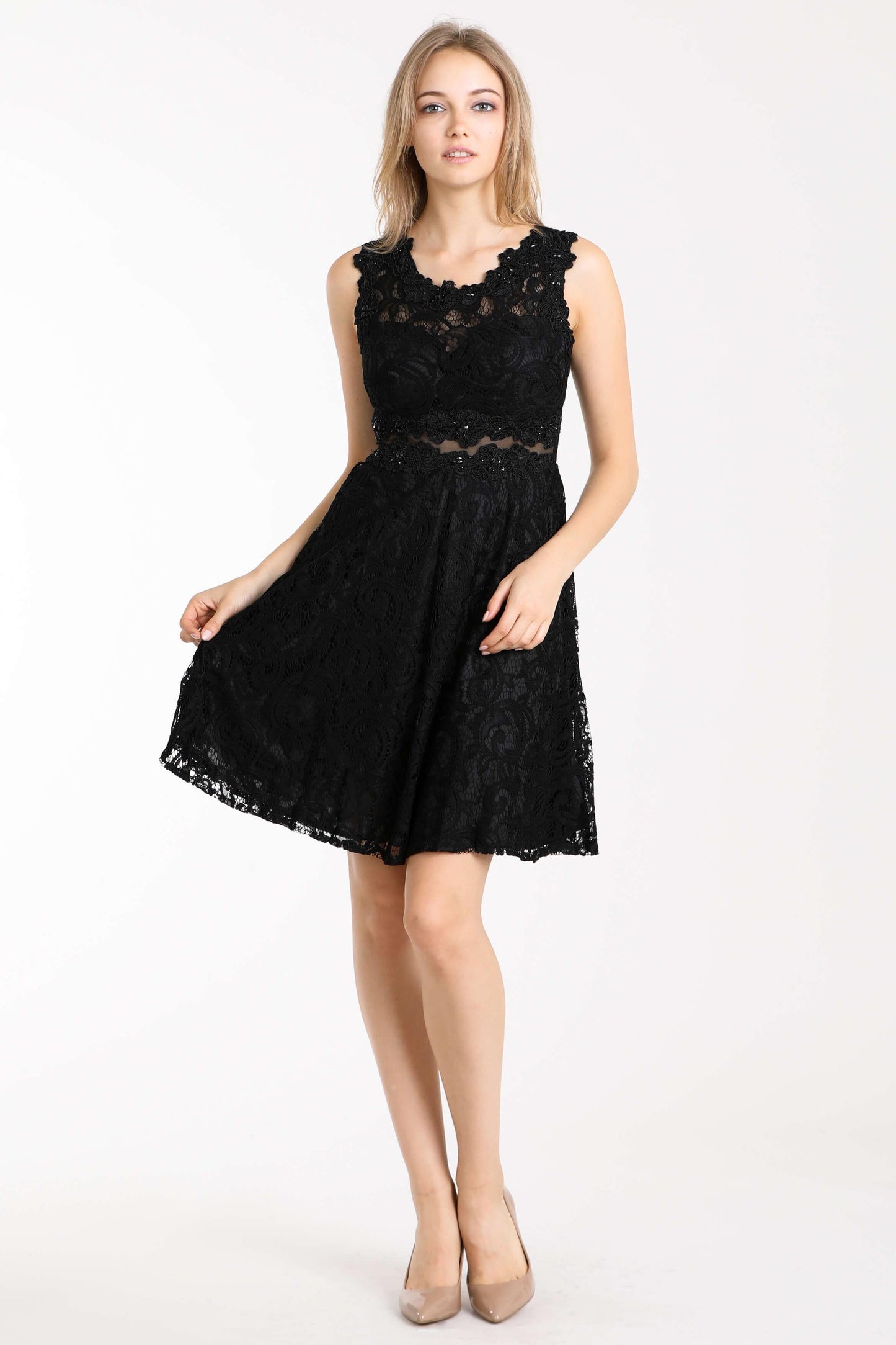 Short Black Lace Homecoming Prom Dress - The Dress Outlet Cinderella Divine