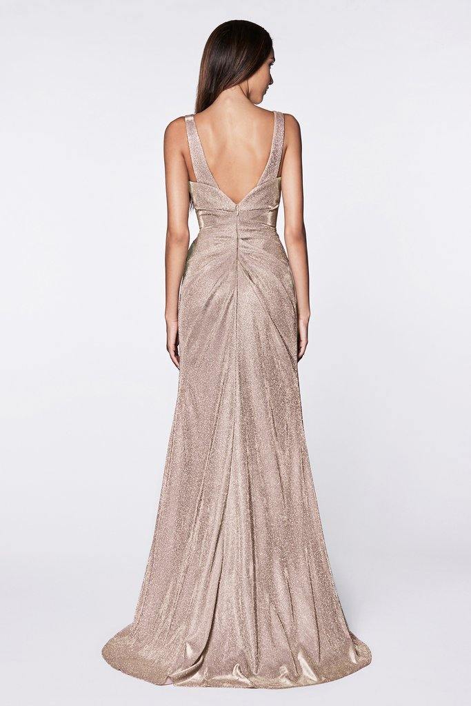 Long Formal Form Fitting Glitter Prom Dress - The Dress Outlet