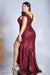 Plus Size Long Fitted Prom Dress Burgundy