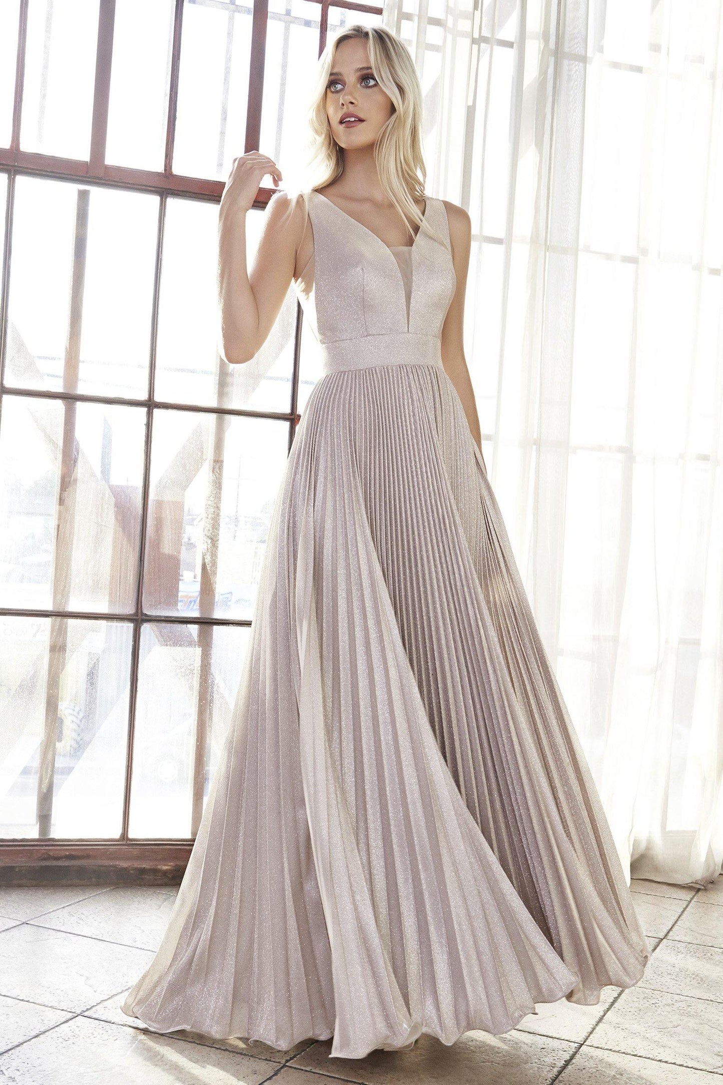 Prom Formal Glitter Metallic Evening Long Dress - The Dress Outlet Cinderella Divine