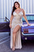 Long Plus Size Spaghetti Strap Fitted Prom Dress - The Dress Outlet