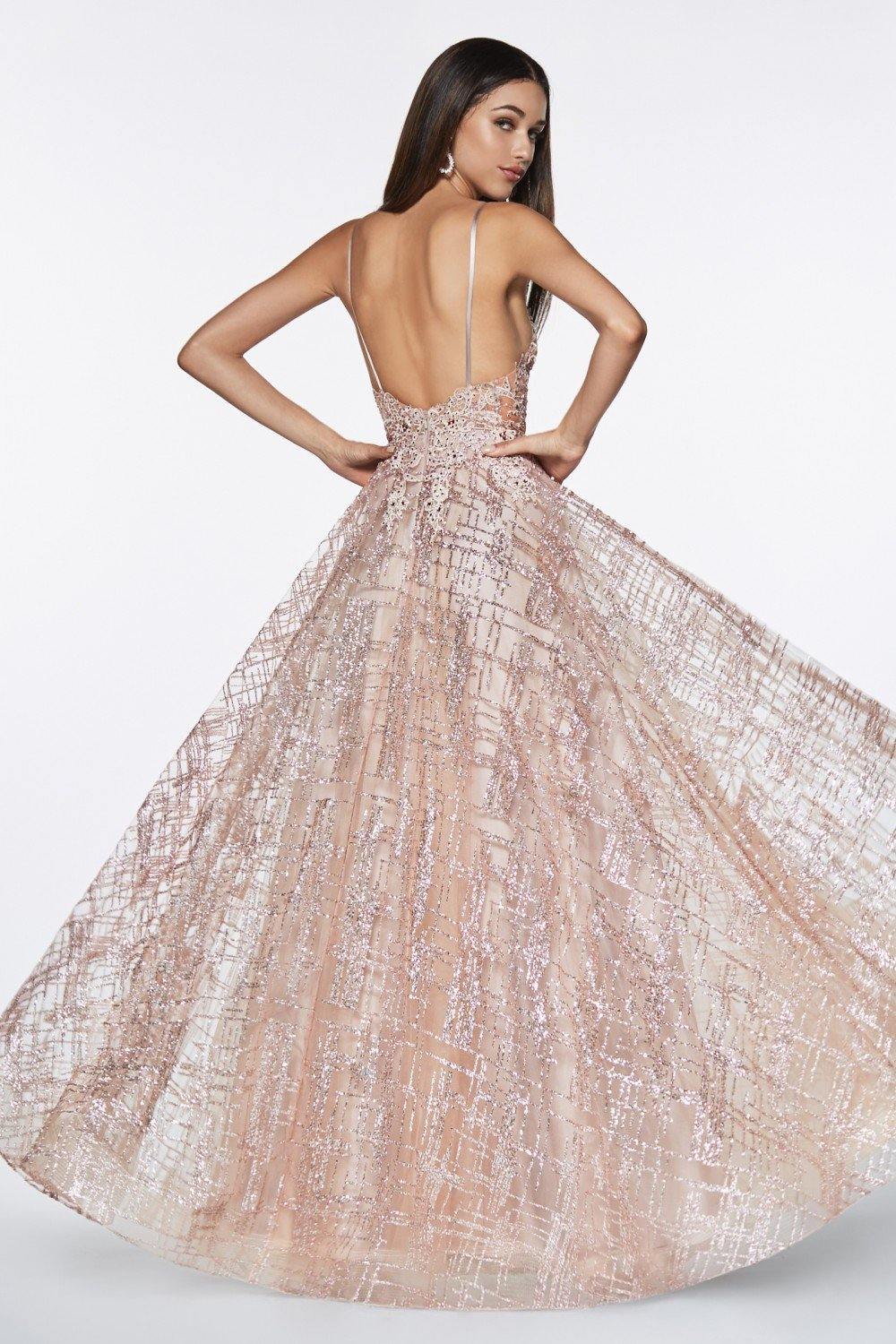 Long Glitter Prom Dress - The Dress Outlet