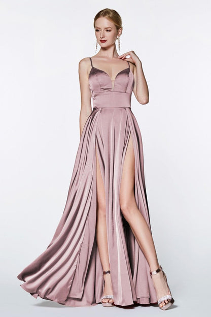 Long Sexy Satin Long Gown Prom Dress - The Dress Outlet Cinderella Divine