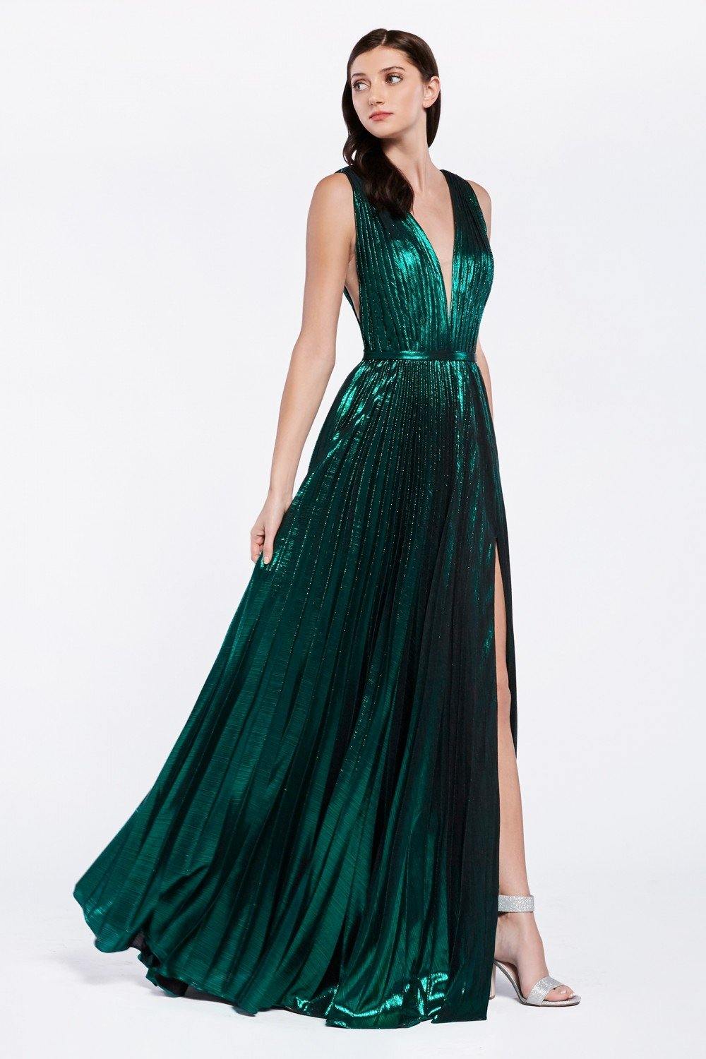 Metallic Long Prom Dress Evening Gown - The Dress Outlet Cinderella Divine