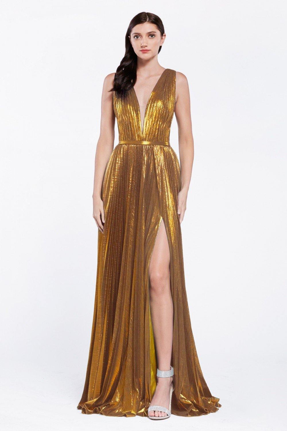 Metallic Long Prom Dress Evening Gown - The Dress Outlet Cinderella Divine