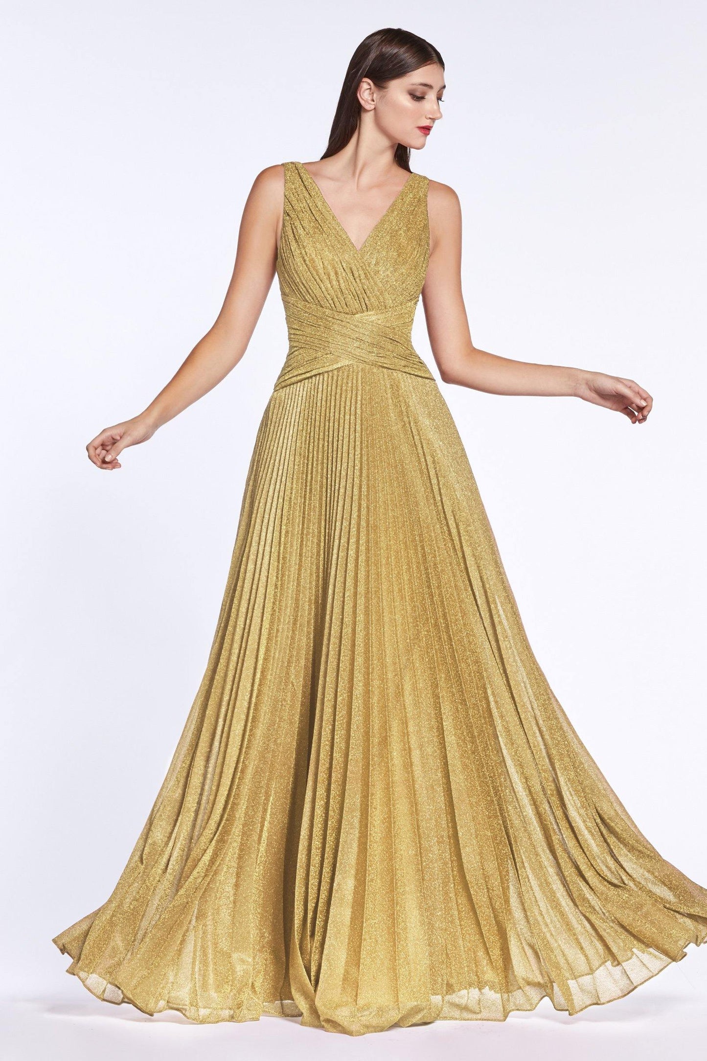 Lon Formal Sleeveless Metallic Prom Dress - The Dress Outlet Cinderella Divine
