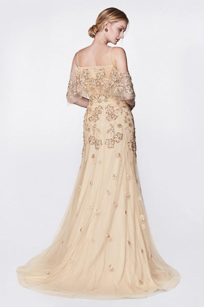 Long Formal Off Shoulder Floral Prom Dress - The Dress Outlet Cinderella Divine