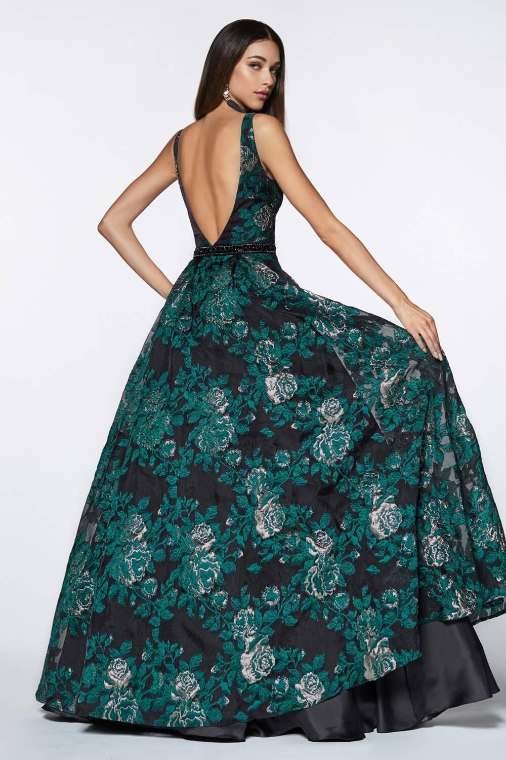 Floral Ball Gown Long Prom Dress - The Dress Outlet