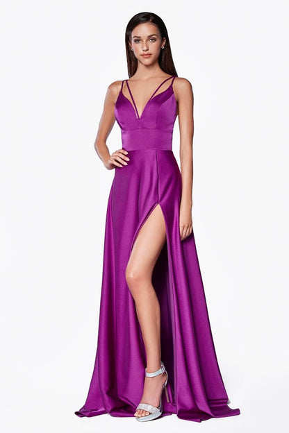 Long Plus Size High Slit Gown Prom Dress - The Dress Outlet Cinderella Divine