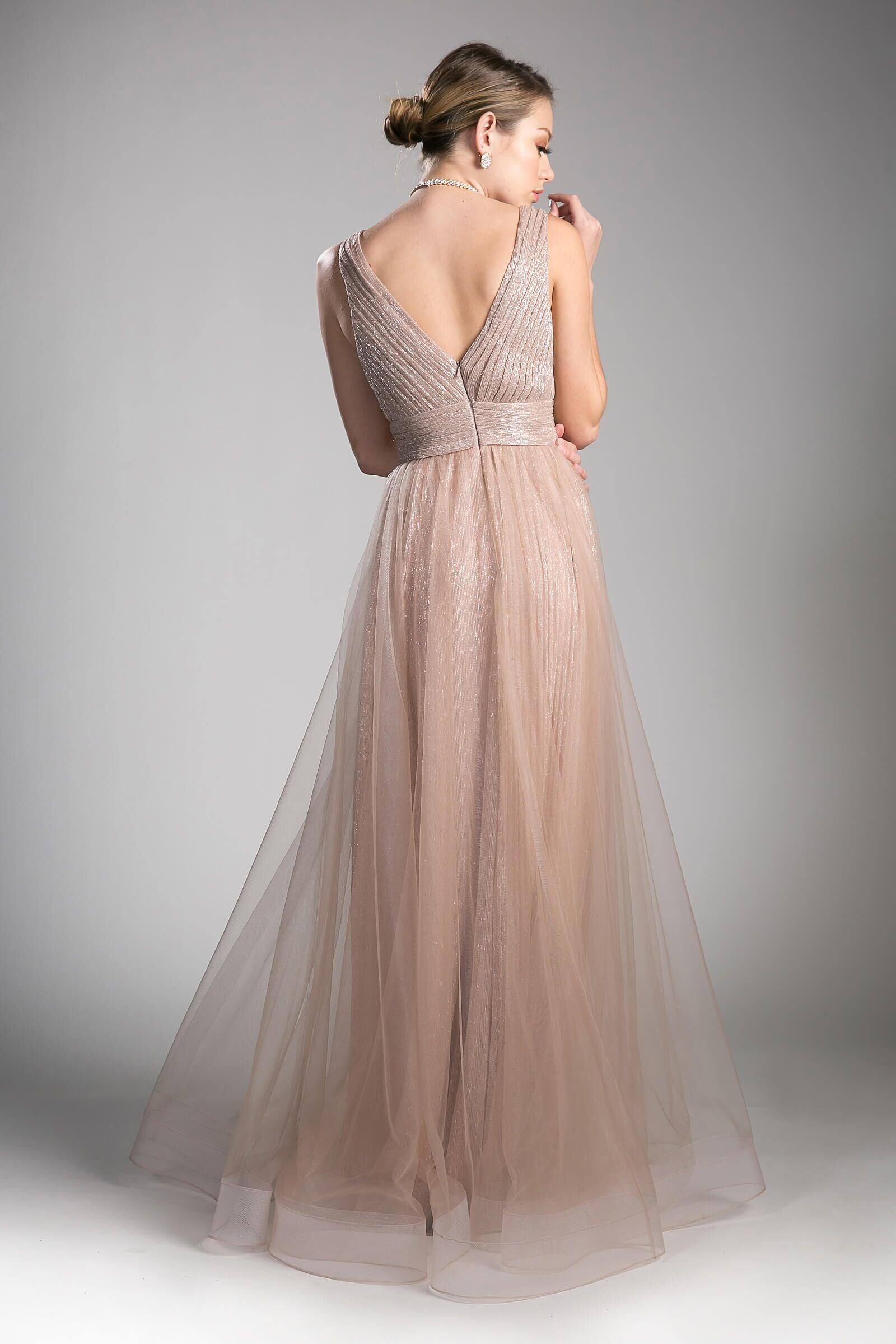 Prom Long Sleeveless Deep V Neck Evening Dress - The Dress Outlet Cinderella Divine