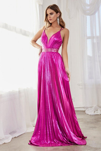 Long Metallic Prom Dress - The Dress Outlet