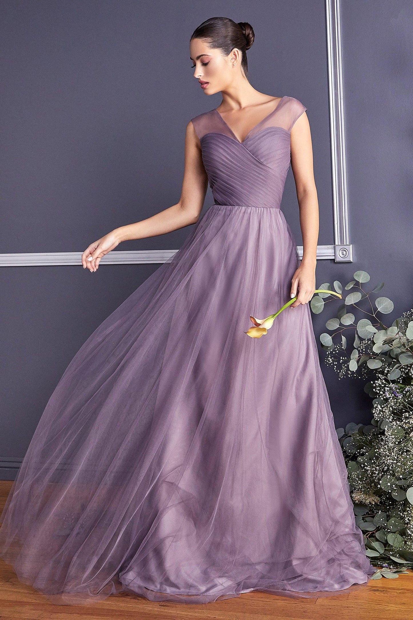 Long Plus Size Formal Dress Bridesmaid Gown French Lilac