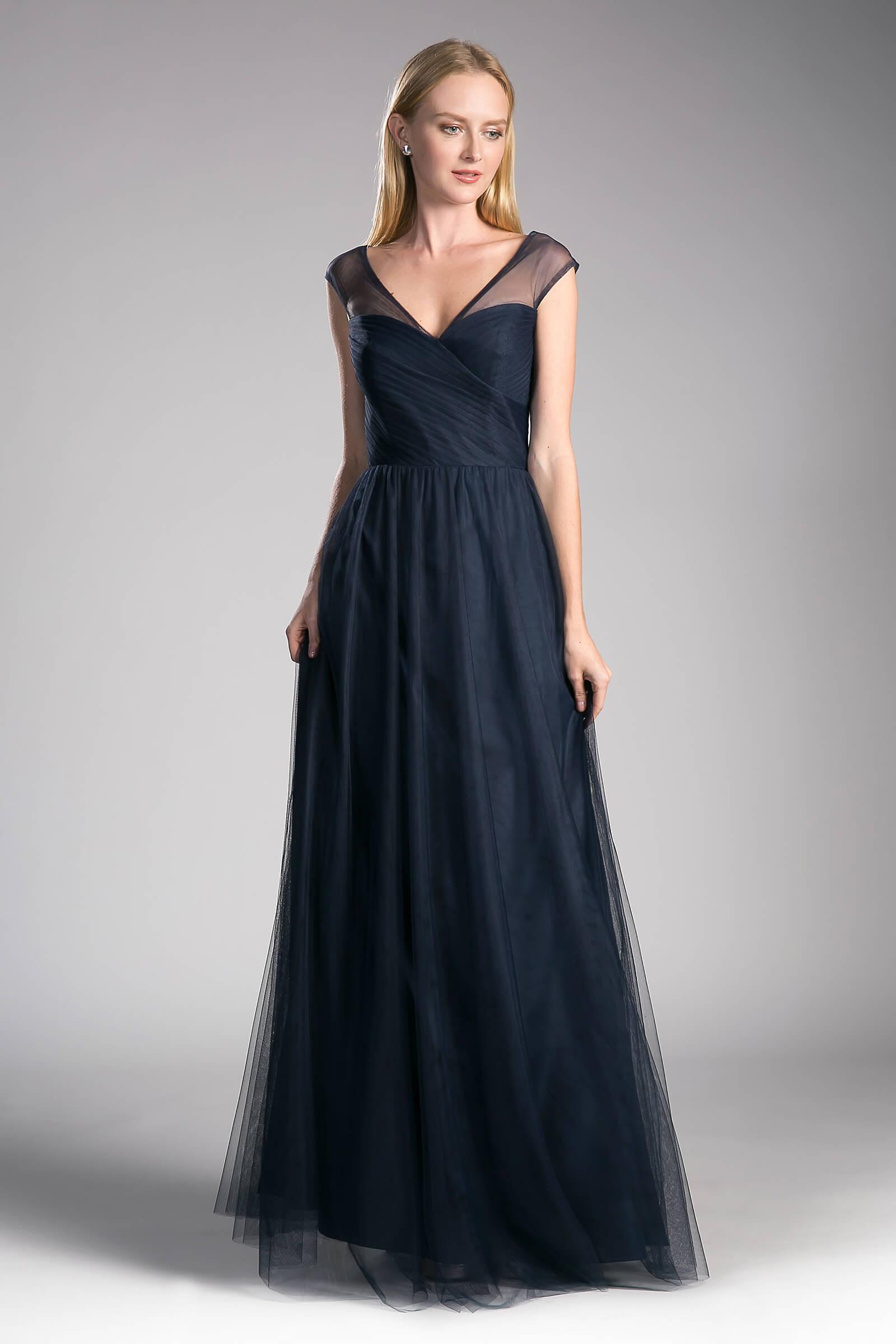 Long Plus Size Formal Dress Bridesmaid Gown Navy