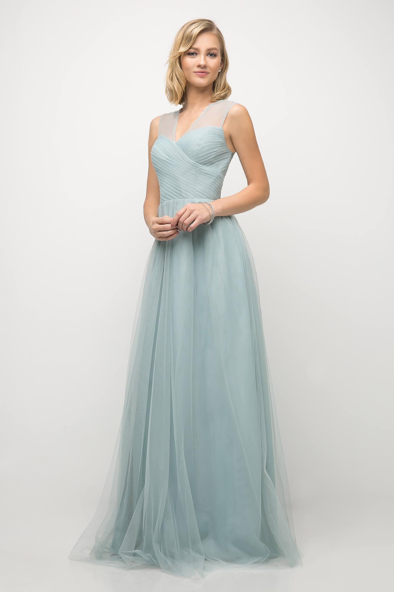 Long Plus Size Formal Dress Bridesmaid Gown Paris Blue