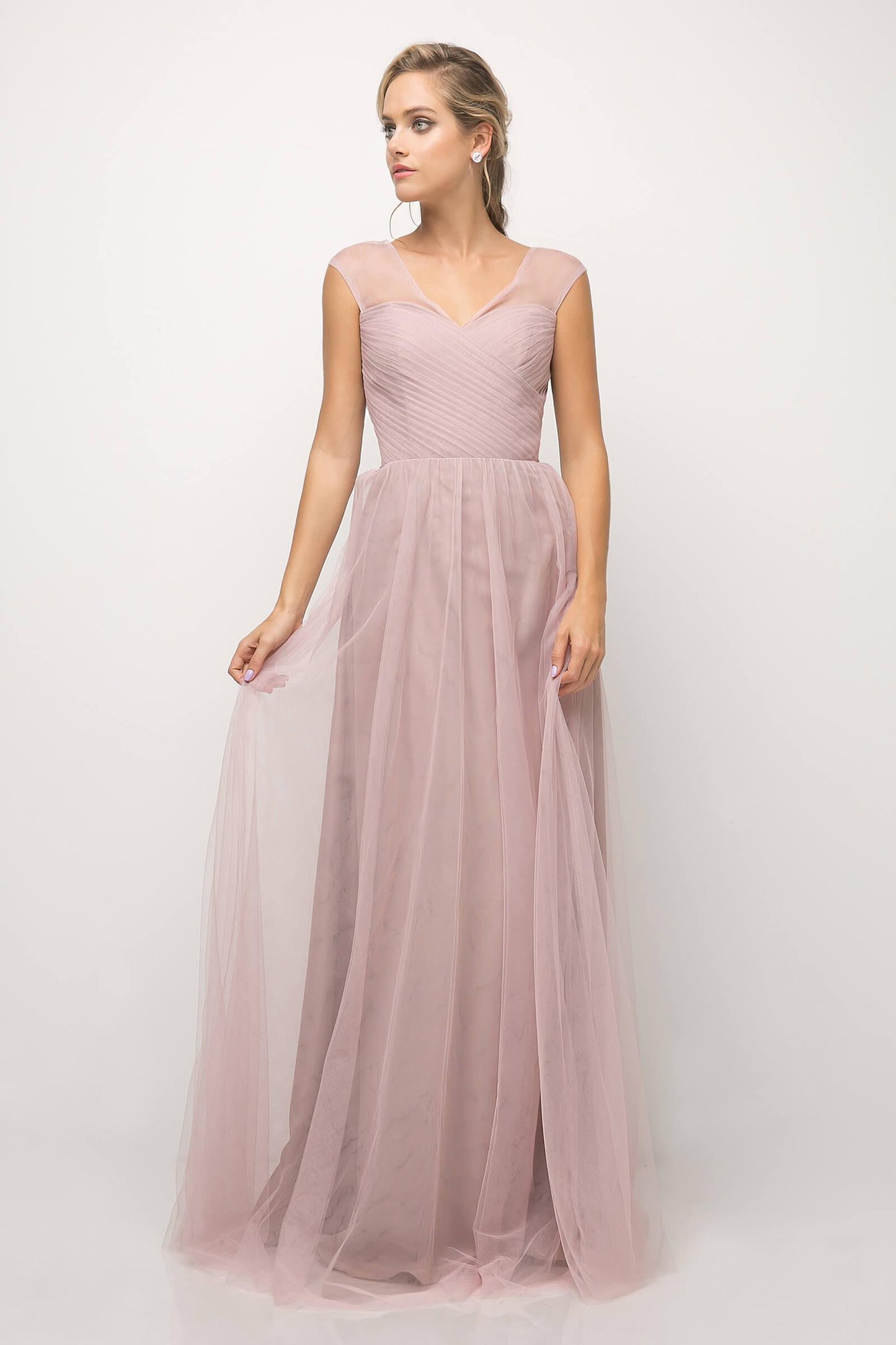 Long Plus Size Formal Dress Bridesmaid Gown Dusty Rose