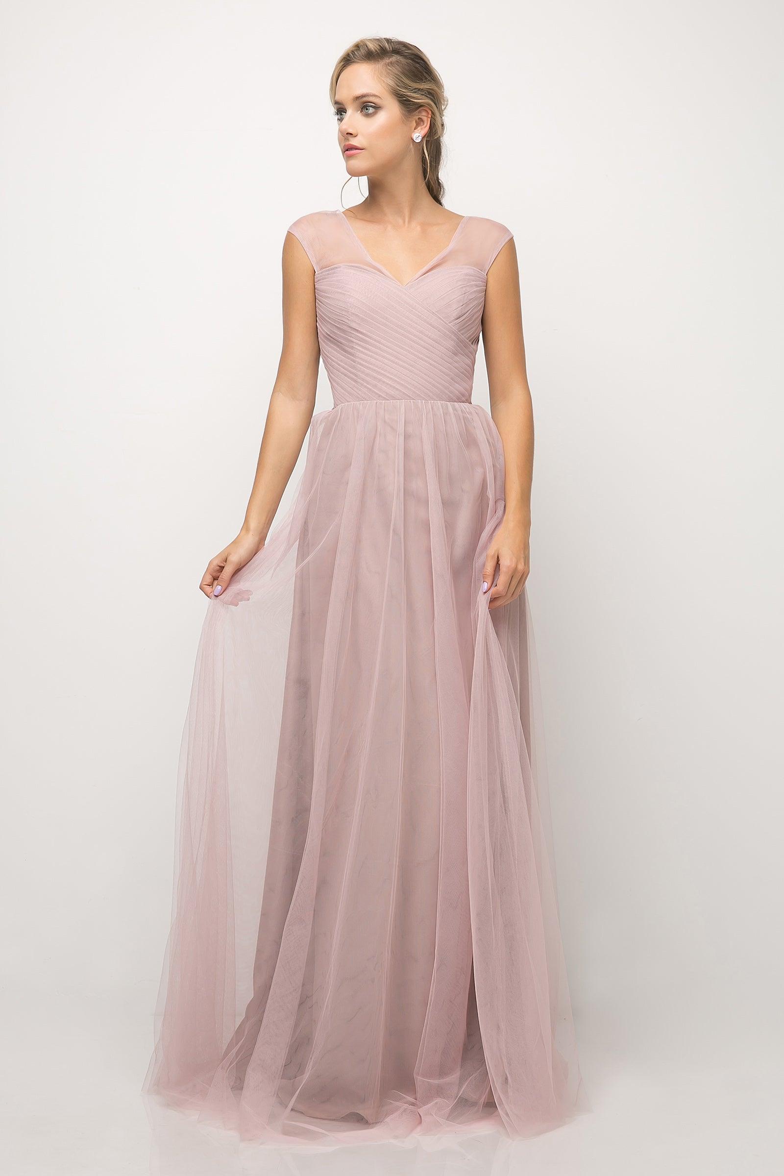 Long V Neck Prom Dress Bridesmaid Gown - The Dress Outlet