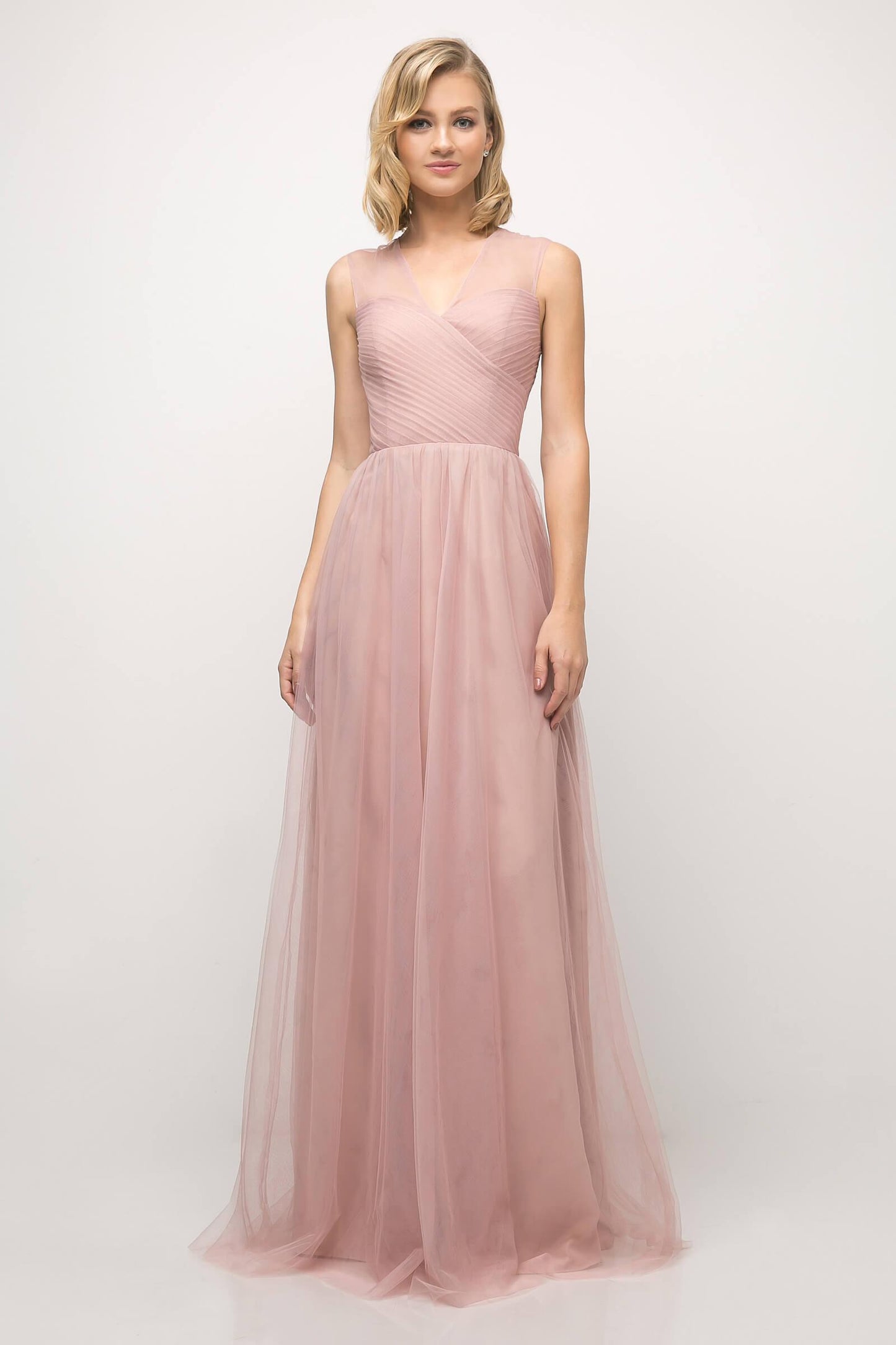 Long V Neck Prom Dress Bridesmaid Gown - The Dress Outlet Cinderella Divine