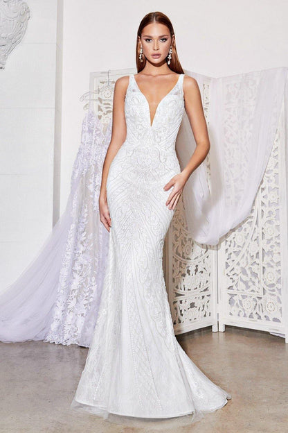 Long Fitted Bridal Gown - The Dress Outlet