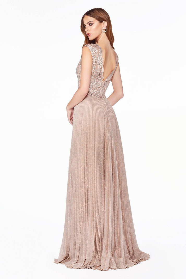Dusty Rose Cinderella Divine HT011 Long Formal Metallic Pleated Skirt ...