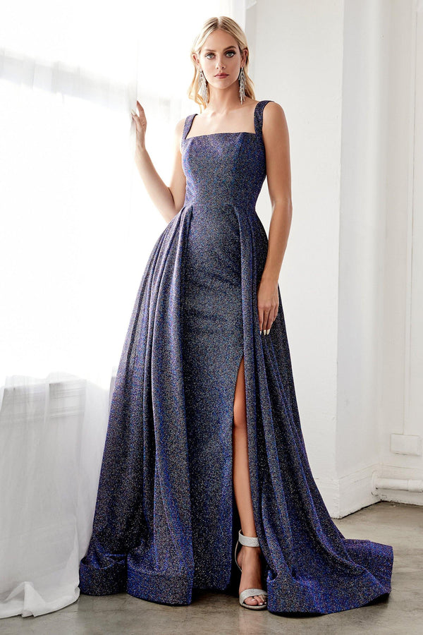Prom Long Formal Glitter Metallic Ball Gown - The Dress Outlet Cinderella Divine