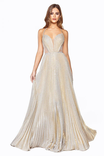 Long Metallic Evening Gown - The Dress Outlet