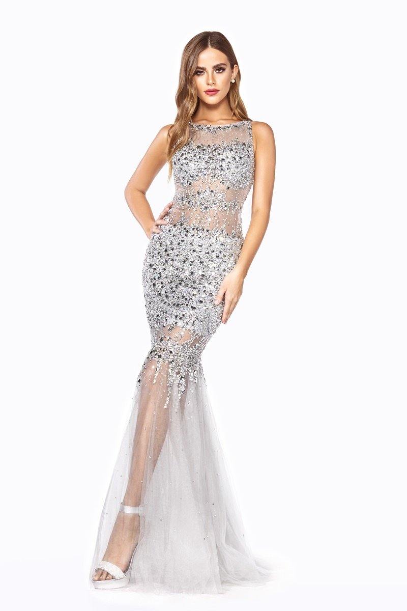 Long Formal Beaded Evening Prom Dress - The Dress Outlet Cinderella Divine