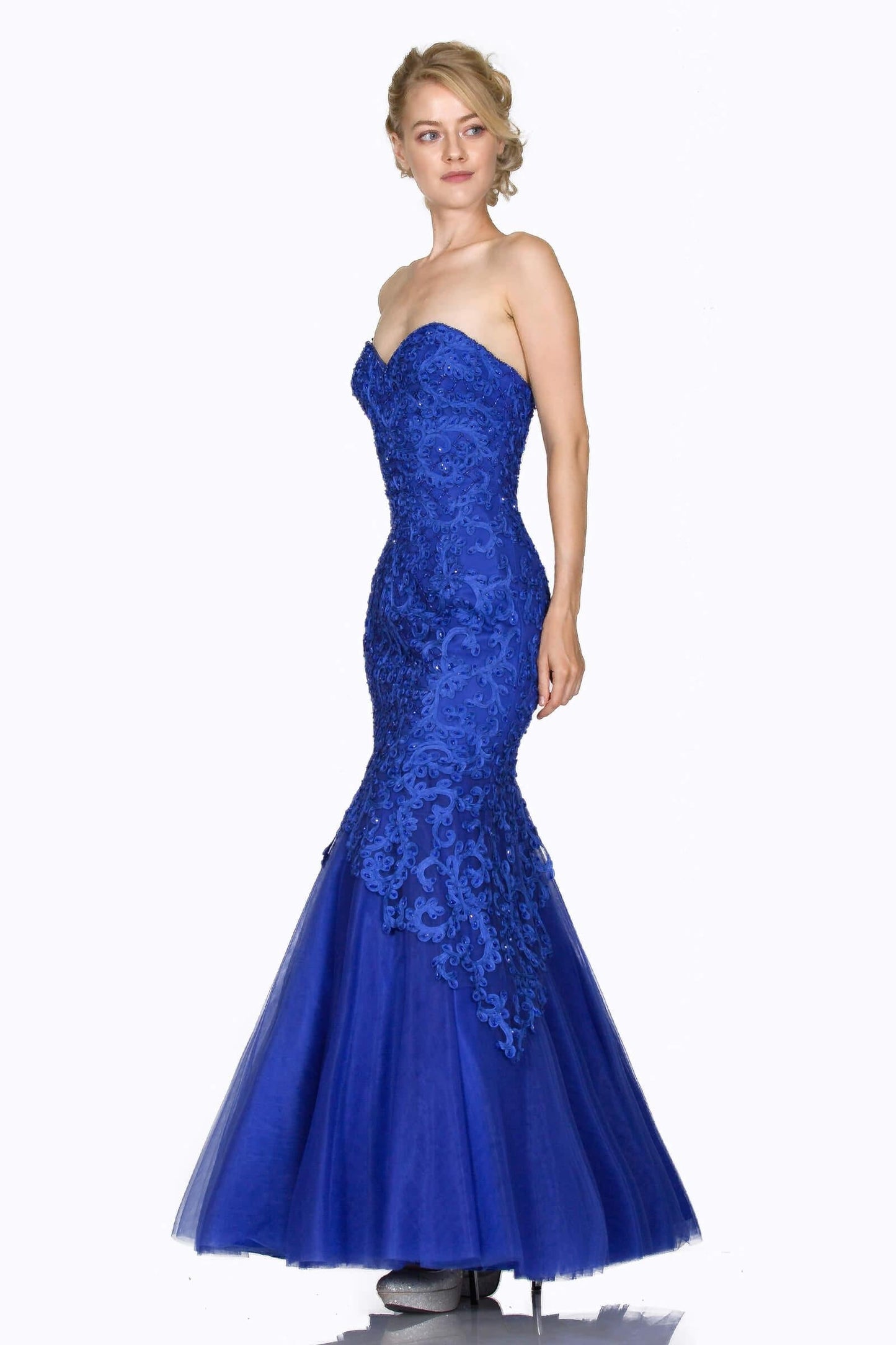 Long Fitted Mermaid Prom Ball Gown - The Dress Outlet Cinderella Divine