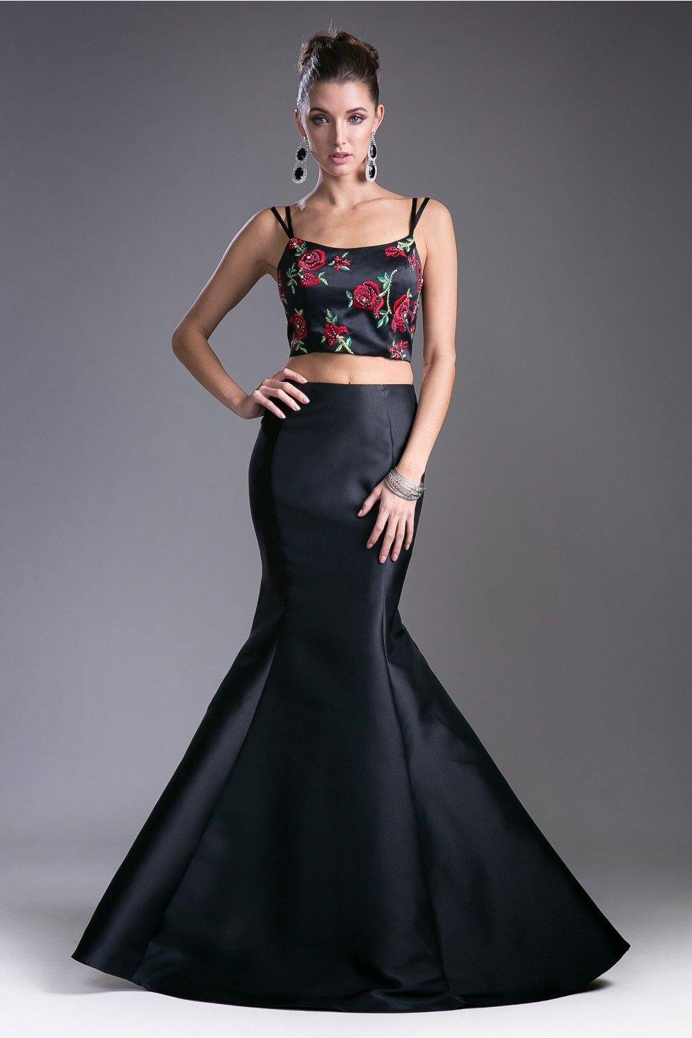 Two Piece Long Prom Dress - The Dress Outlet