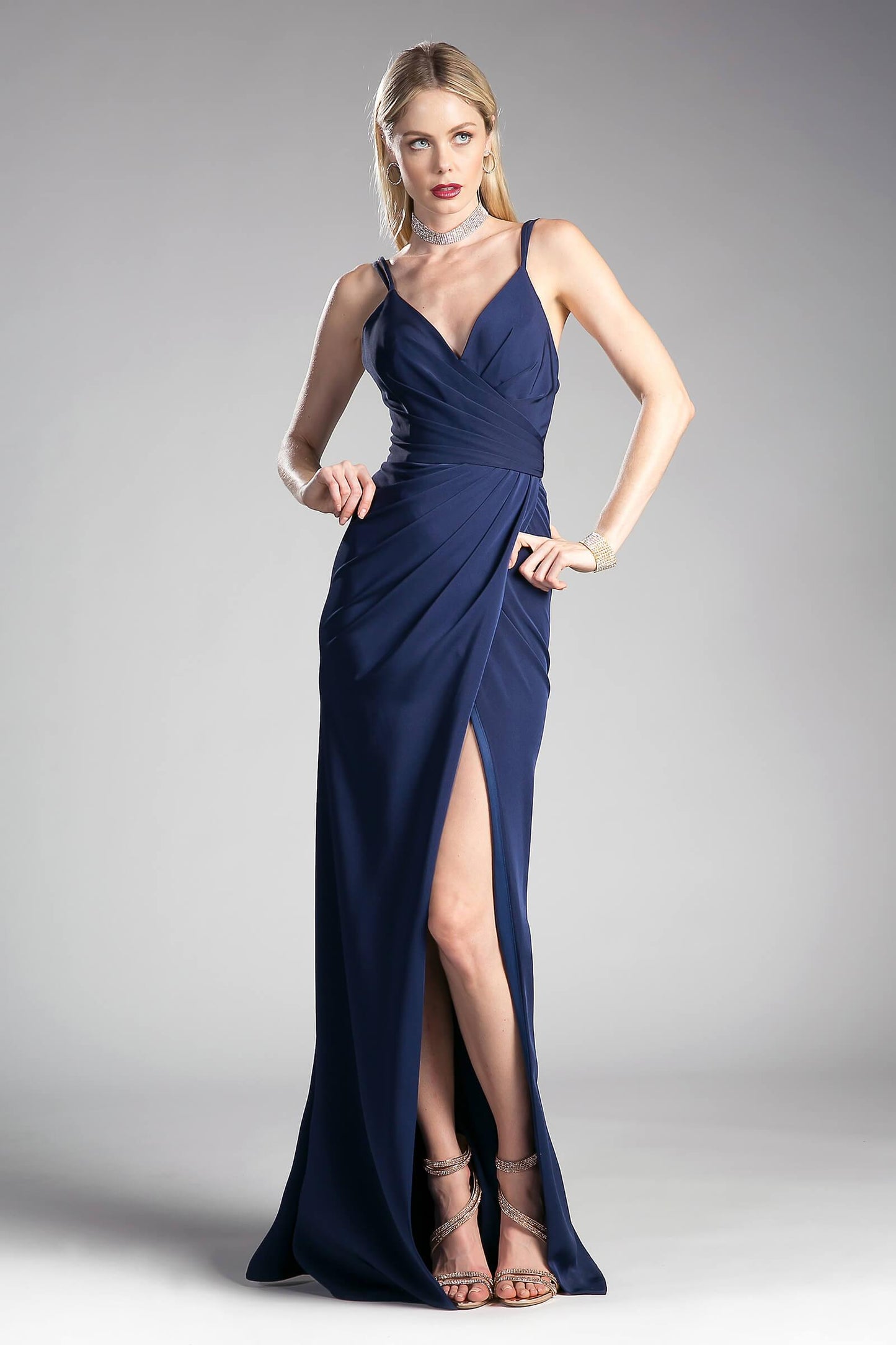 Long High Slit Open Back Formal Prom Dress - The Dress Outlet Cinderella Divine