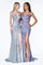 Long Metallic Prom Sexy Slit Gown - The Dress Outlet Cinderella Divine