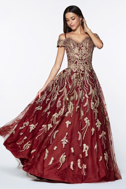 Prom Long Dress Off Shoulder Evening Gown - The Dress Outlet Cinderella Divine