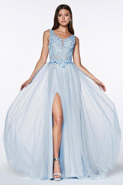 Sleeveless Long Formal Dress Prom with High Slit - The Dress Outlet Cinderella Divine