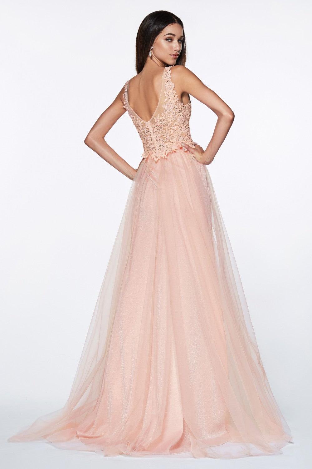Sleeveless Long Formal Dress Prom with High Slit - The Dress Outlet Cinderella Divine