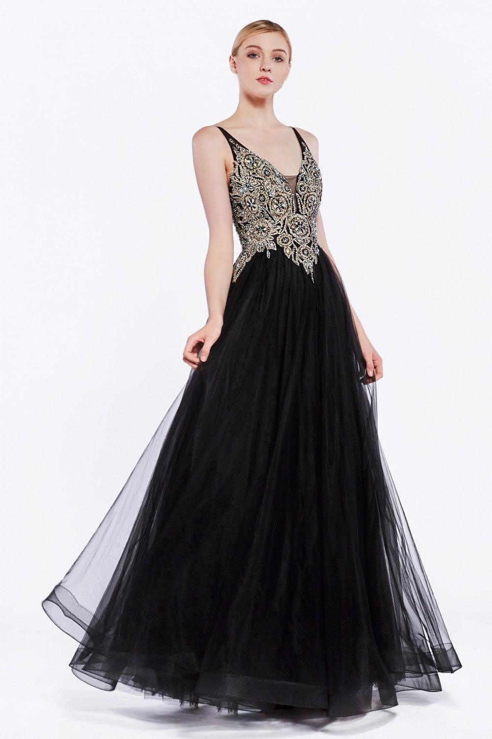 Long Prom Dress Sleeveless Evening Gown - The Dress Outlet Cinderella Divine
