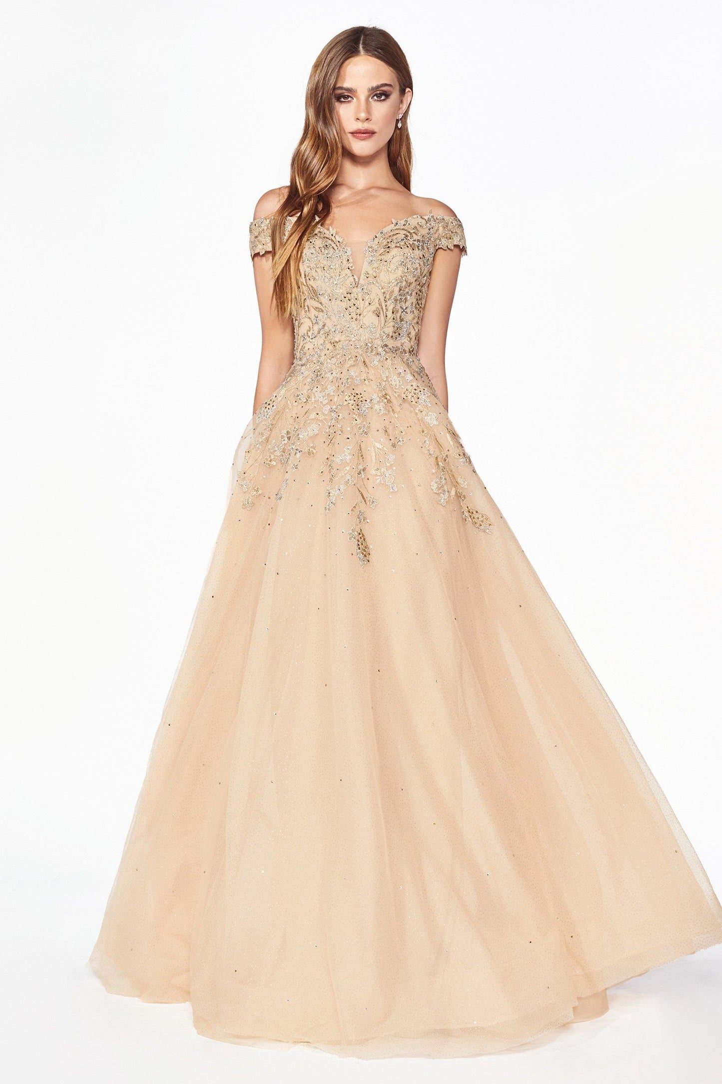 Prom Long Formal Off Shoulder Ball Gown - The Dress Outlet Cinderella Divine