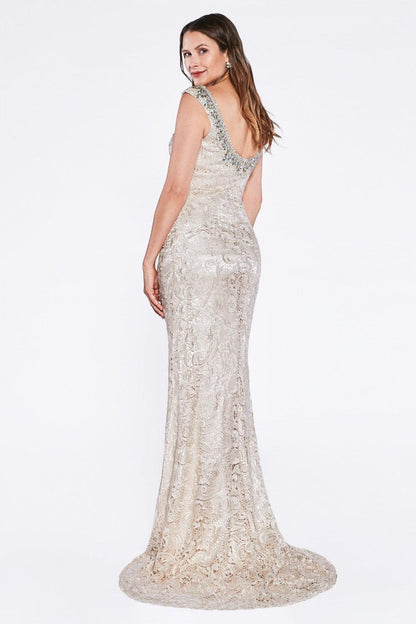 Sleeveless Long Fitted Prom Dress Formal - The Dress Outlet Cinderella Divine