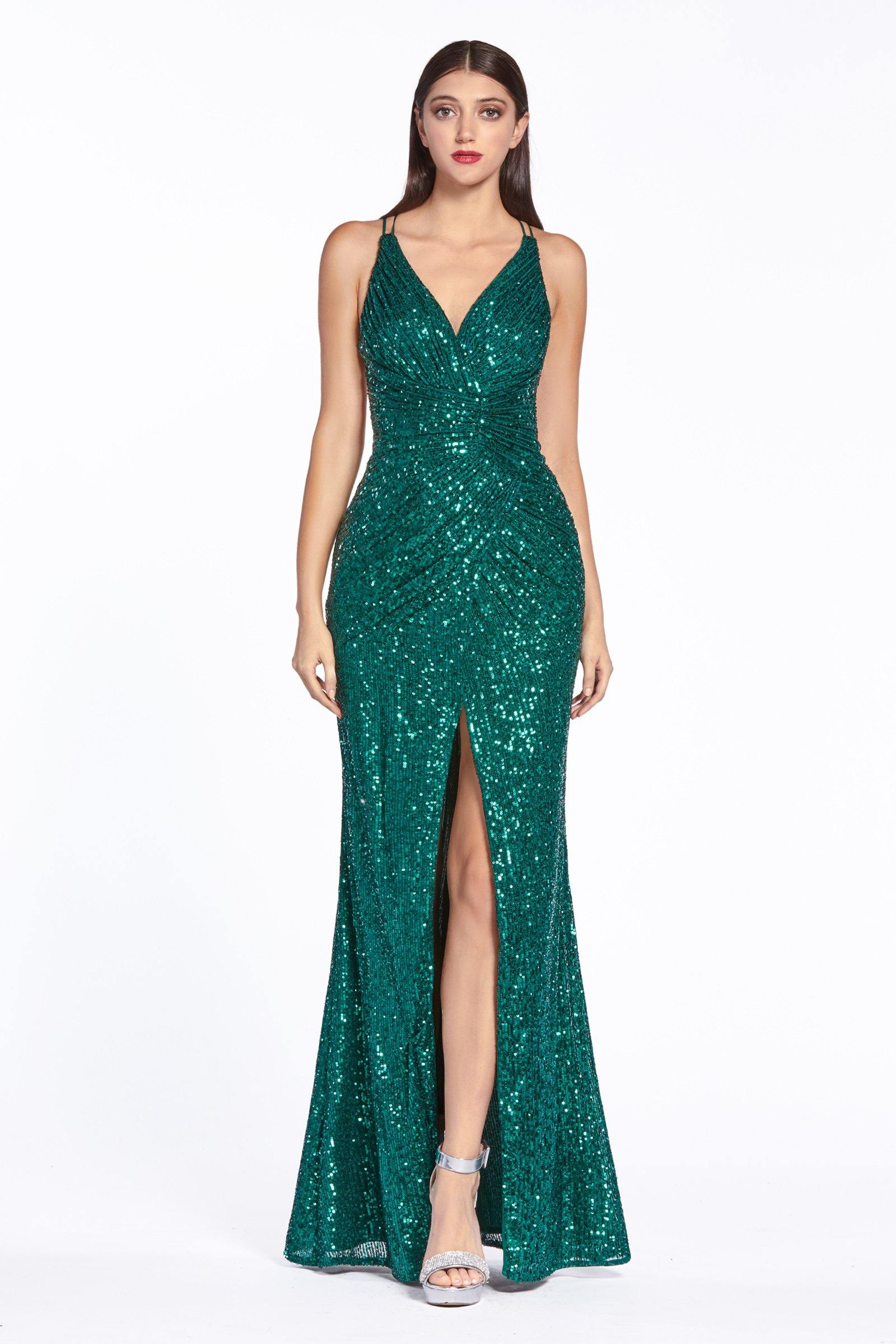 Sexy Long Formal Fitted Sequin Prom Dress - The Dress Outlet Cinderella Divine
