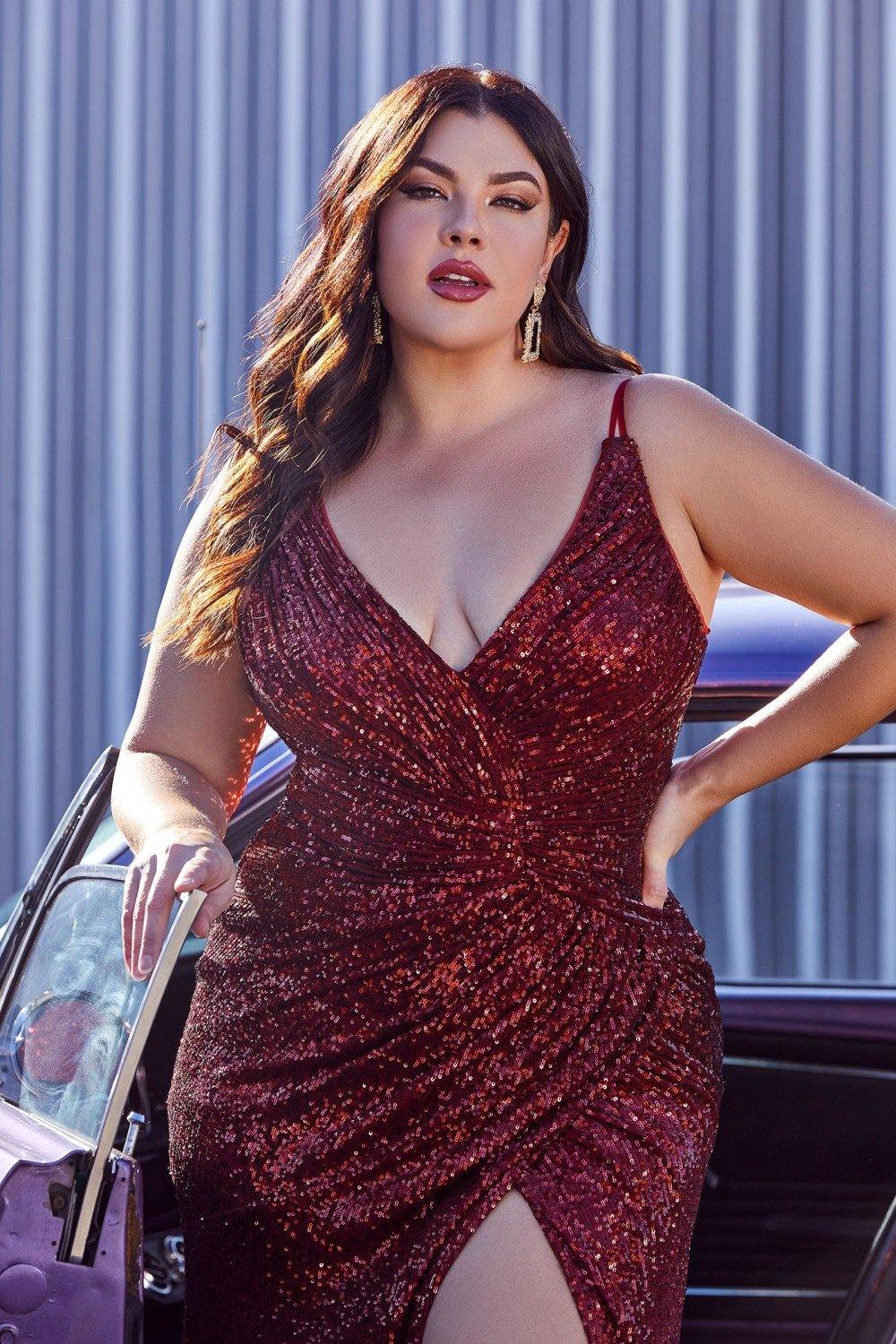 Sexy Plus Size Long Fitted Prom Dress - The Dress Outlet