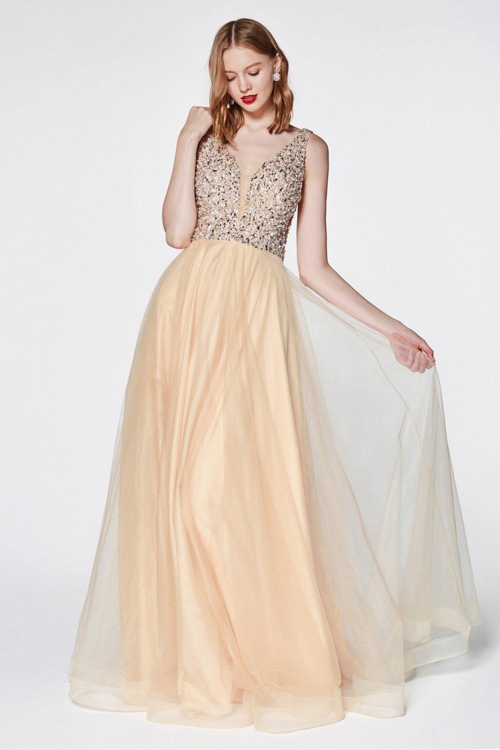 Sleeveless Long Gown Evening Dress Formal - The Dress Outlet Cinderella Divine