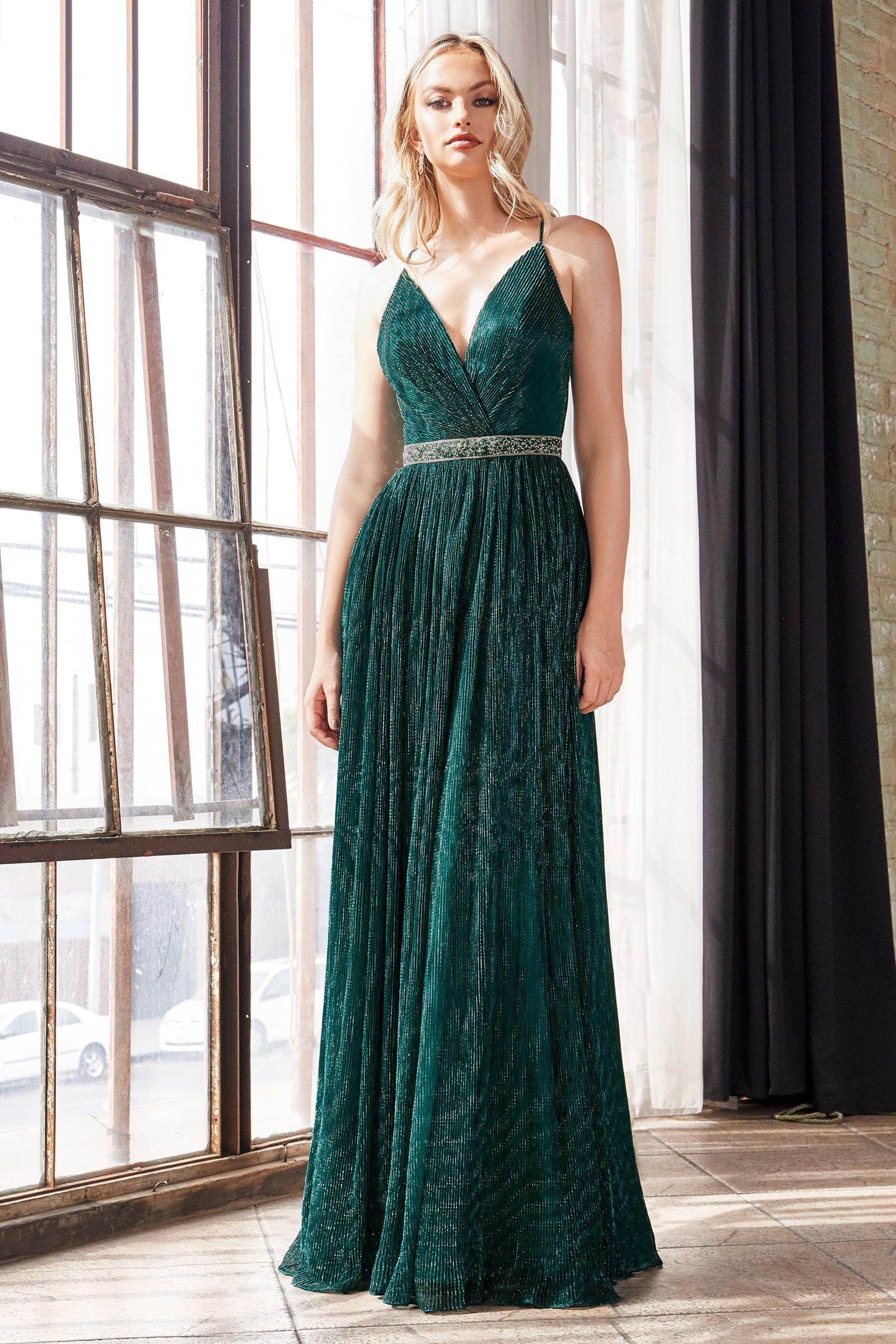 Long Formal Sleeveless Metallic Evening Dress - The Dress Outlet Cinderella Divine