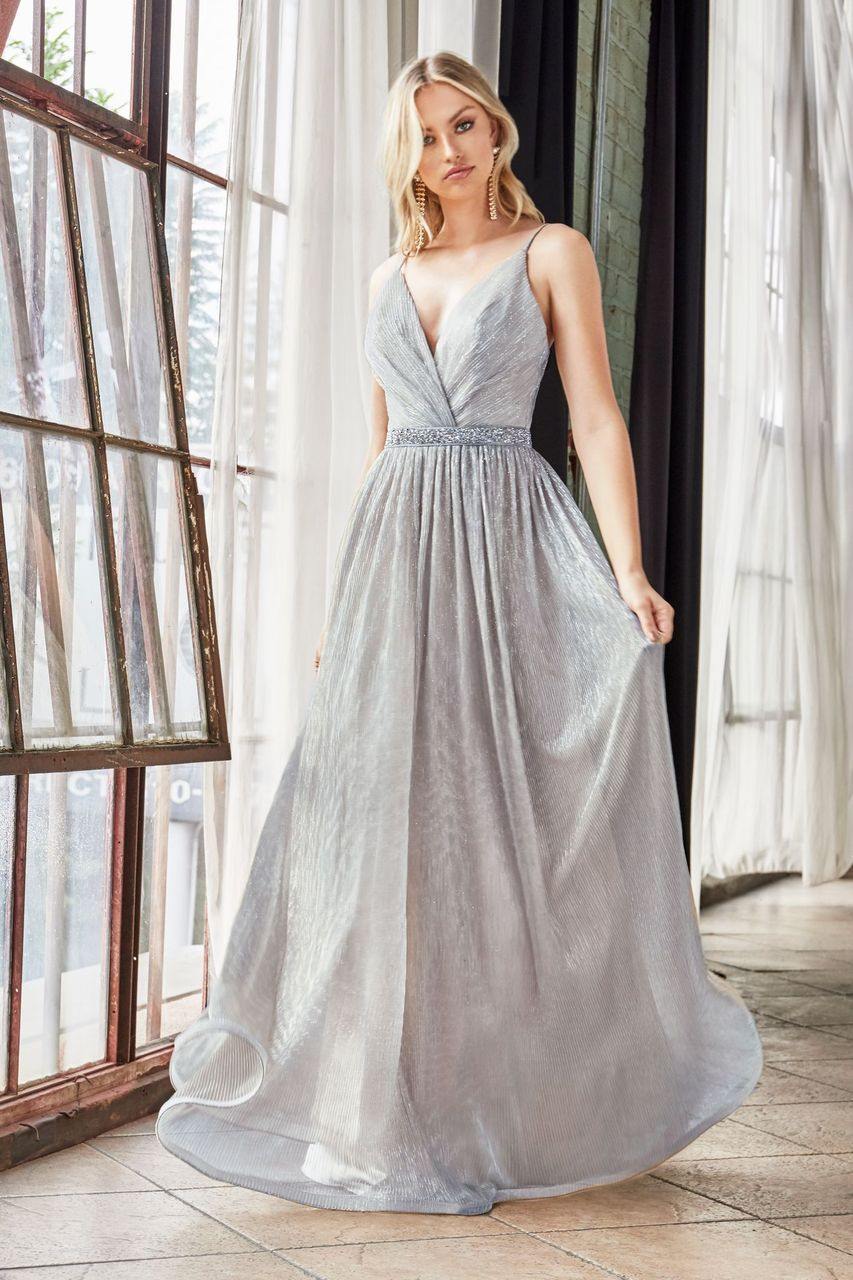 Long Formal Sleeveless Metallic Evening Dress - The Dress Outlet Cinderella Divine