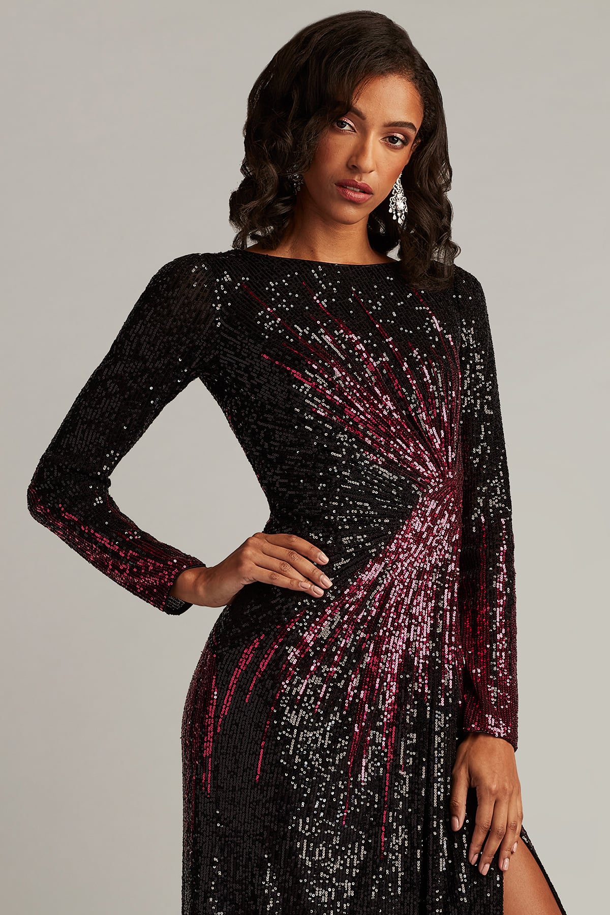 TADASHI SHOJI 超美シルエット ドレス9号Ｍ Tadashi Shoji CIR25445L Long Sleeve Formal Ombre Dress – The Dress