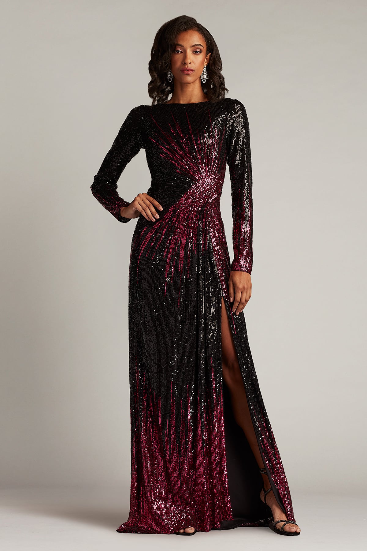 Tadashi Shoji CIR25445L Long Sleeve Formal Ombre Dress – The Dress Outlet
