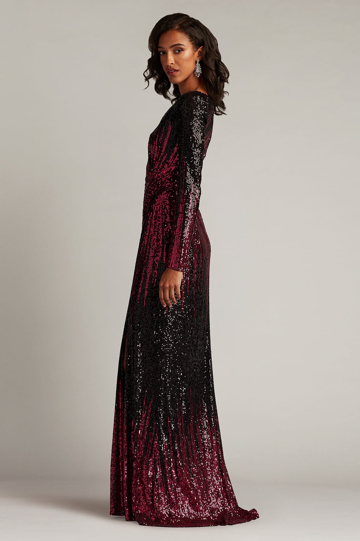 long sleeve ombre maxi dress Tadashi Shoji CIR25445L Long Sleeve Formal Ombre Dress