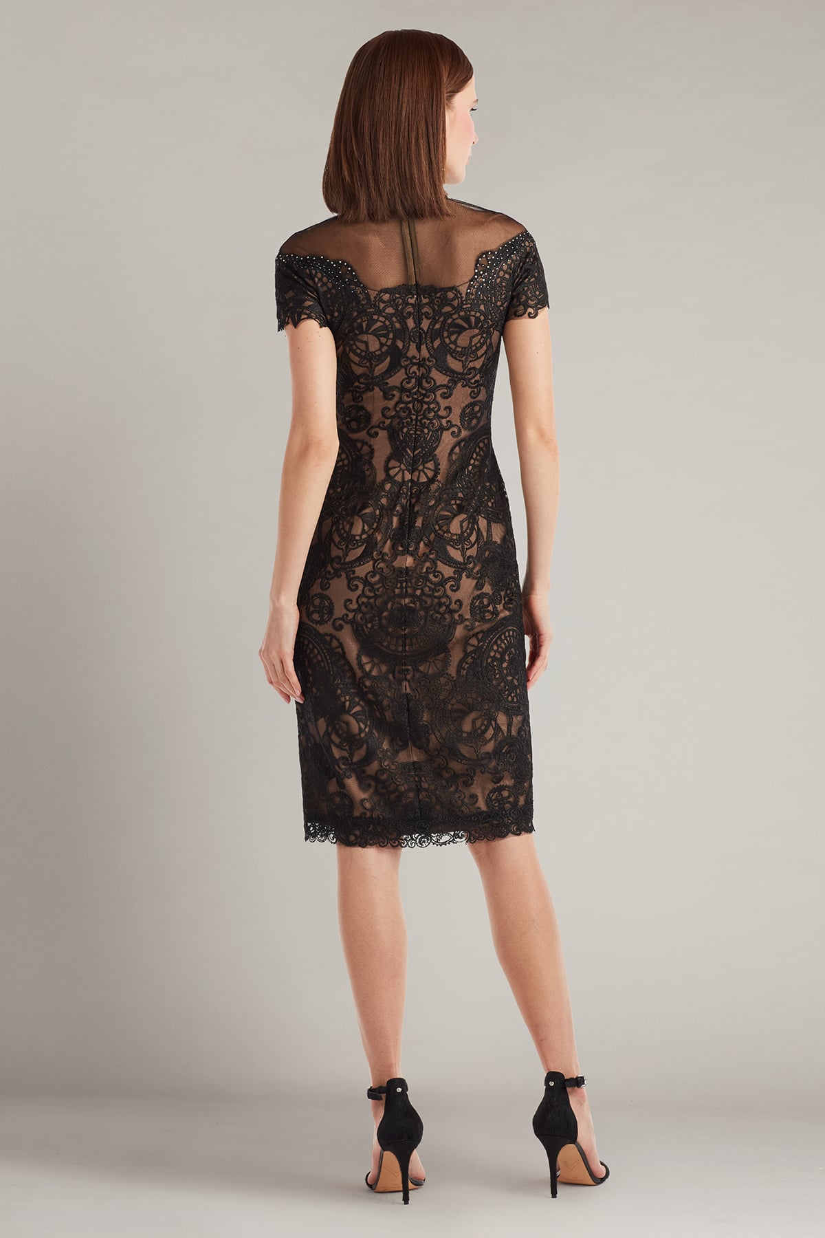 Cocktail Dresses Short Lace Cocktail Dress Black/Nude