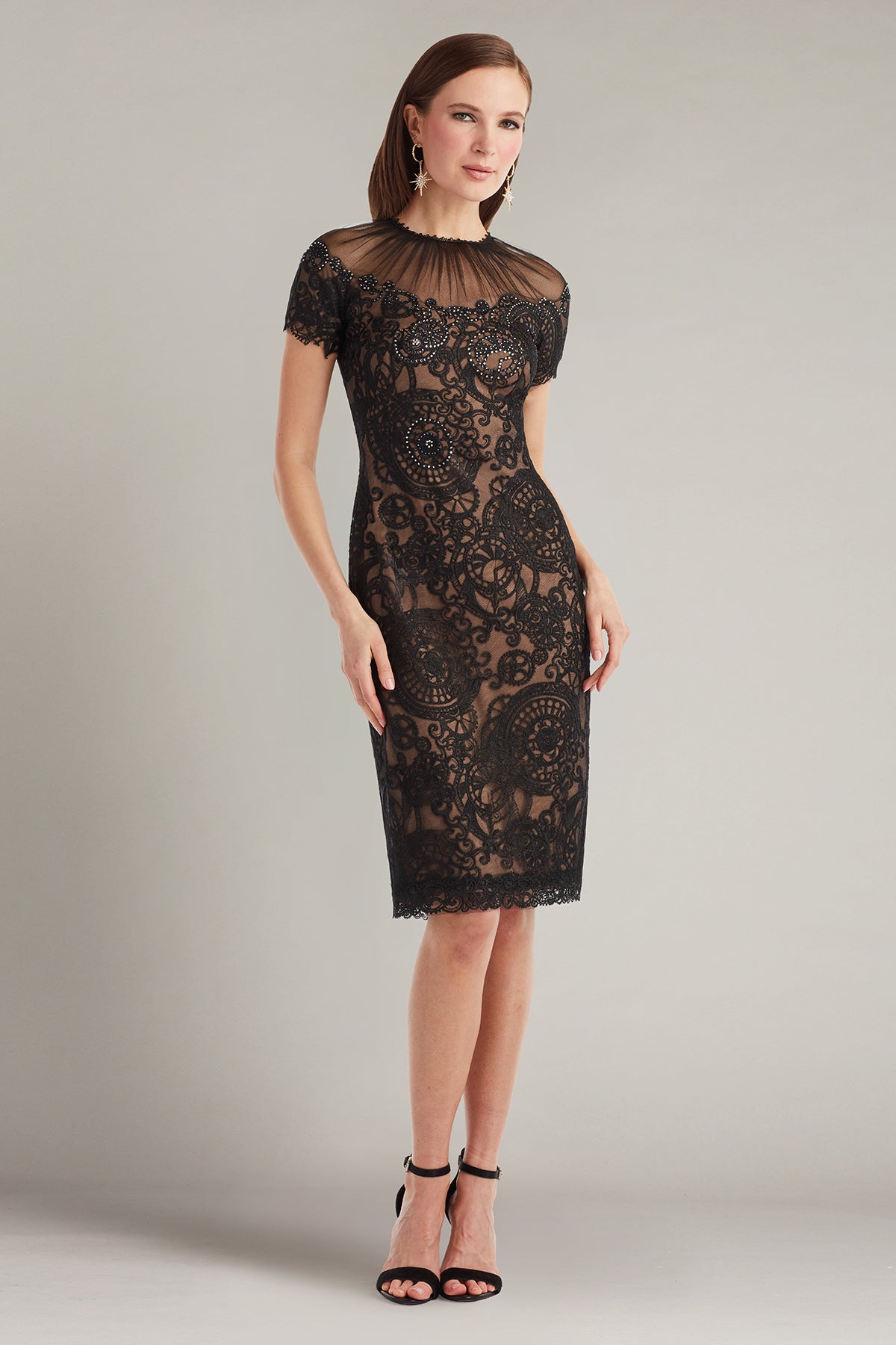 Cocktail Dresses Short Lace Cocktail Dress Black/Nude