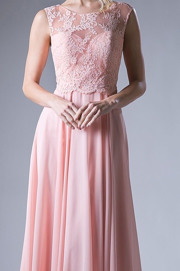 Illusion Floor-Length Chiffon Formal A-Line LaDivine CJ245