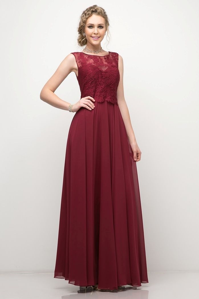 Illusion Floor-Length Chiffon Formal A-Line LaDivine CJ245